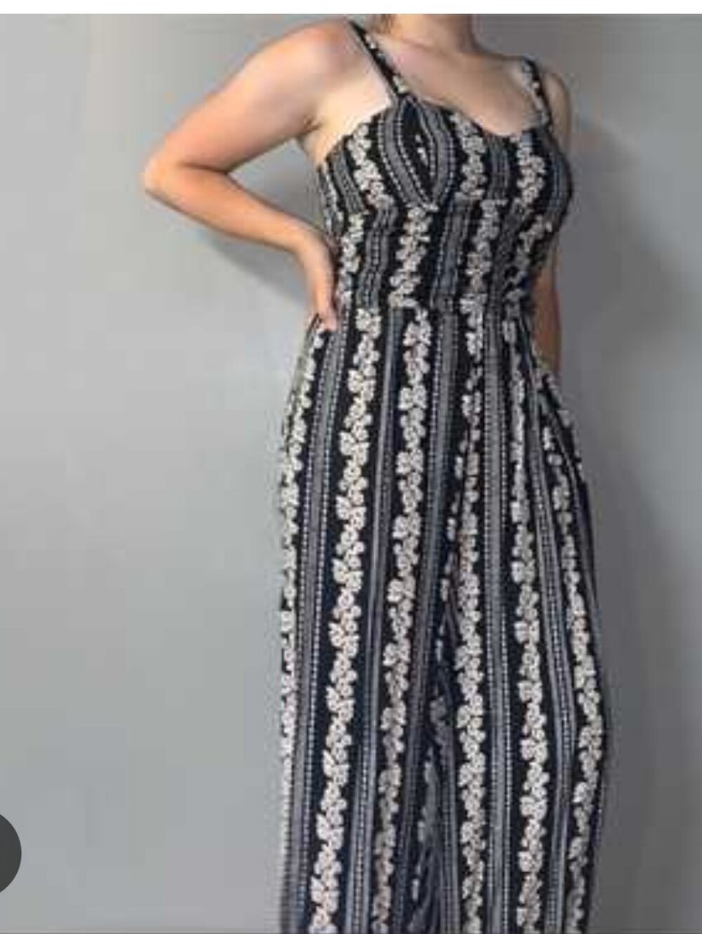 Band of Gypsies Black and White Stappy Printed Jumpsuit Size M